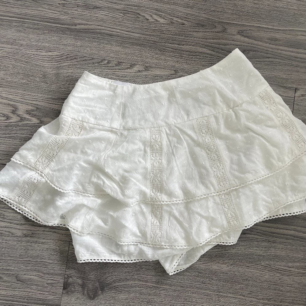 princess polly white ruffle mini skirt